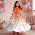 thumbnail image 6 of ersvoioy Girls Summer Party Dress Gradient Print Ruffle Cap Sleeve Round Neck A-Line Flowy Hem Sundress 4-14 Years, 6 of 7