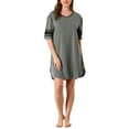 thumbnail image 5 of INSPIRE CHIC Women's Pajamas Shirt Nightgown Dress Pajamas Sleepwear Short Sleeve Dark Gray Large, 5 of 7