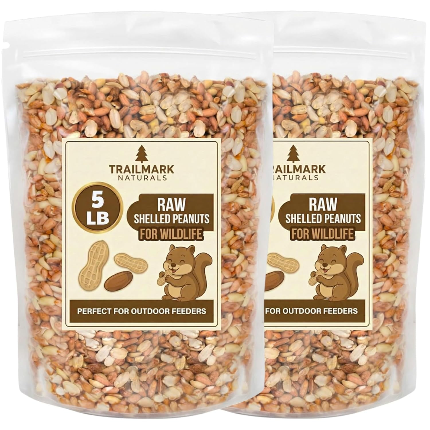 Trailmark Naturals 2 Pack of 5 LB Shelled Raw Peanuts, Squirrel and Bird Food, 10 Lbs Total