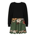 thumbnail image 4 of DecSea Women Oversized Patchwork Sweatshirt Dress Long Sleeve Drop Shoulder Crewneck Pleated Color Block Mini Dress, 4 of 5