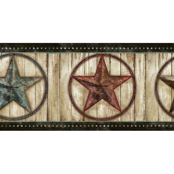 878354 Weathered Barn Star Wallpaper Border