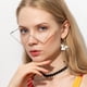 thumbnail image 3 of Gafas de sol con forma de V para hombre y mujer, estilo europeo y americano, con diseño de diamante, sin piezas, estilo distintivo, con montura de media montura y fotografía callejera, 3 of 6