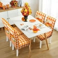thumbnail image 3 of Fall Chair Covers for Dining Room Set of 4, Orange Buffalo Plaid Pumpkin Stretch Dining Chair Cover 4 Pieces, Kitchen Chair Slipcovers 4 Pack, Removable Seat Protector for Thanksgiving Decor, 3 of 5