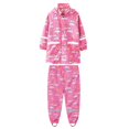 thumbnail image 1 of Children‘s Boys Girls Dinosaur Rainbow Printed Button Rain Jacket Hooded Windproof Raincoat, 1 of 7