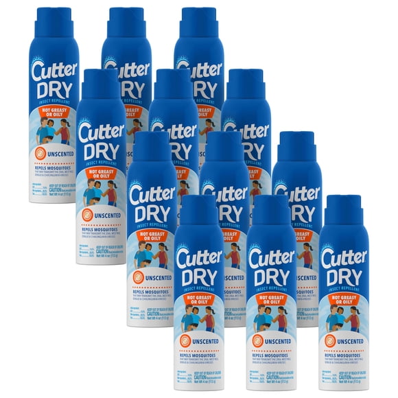 Repelente de insectos Cutter Dry en aerosol seco 113 ml, paquete de 12