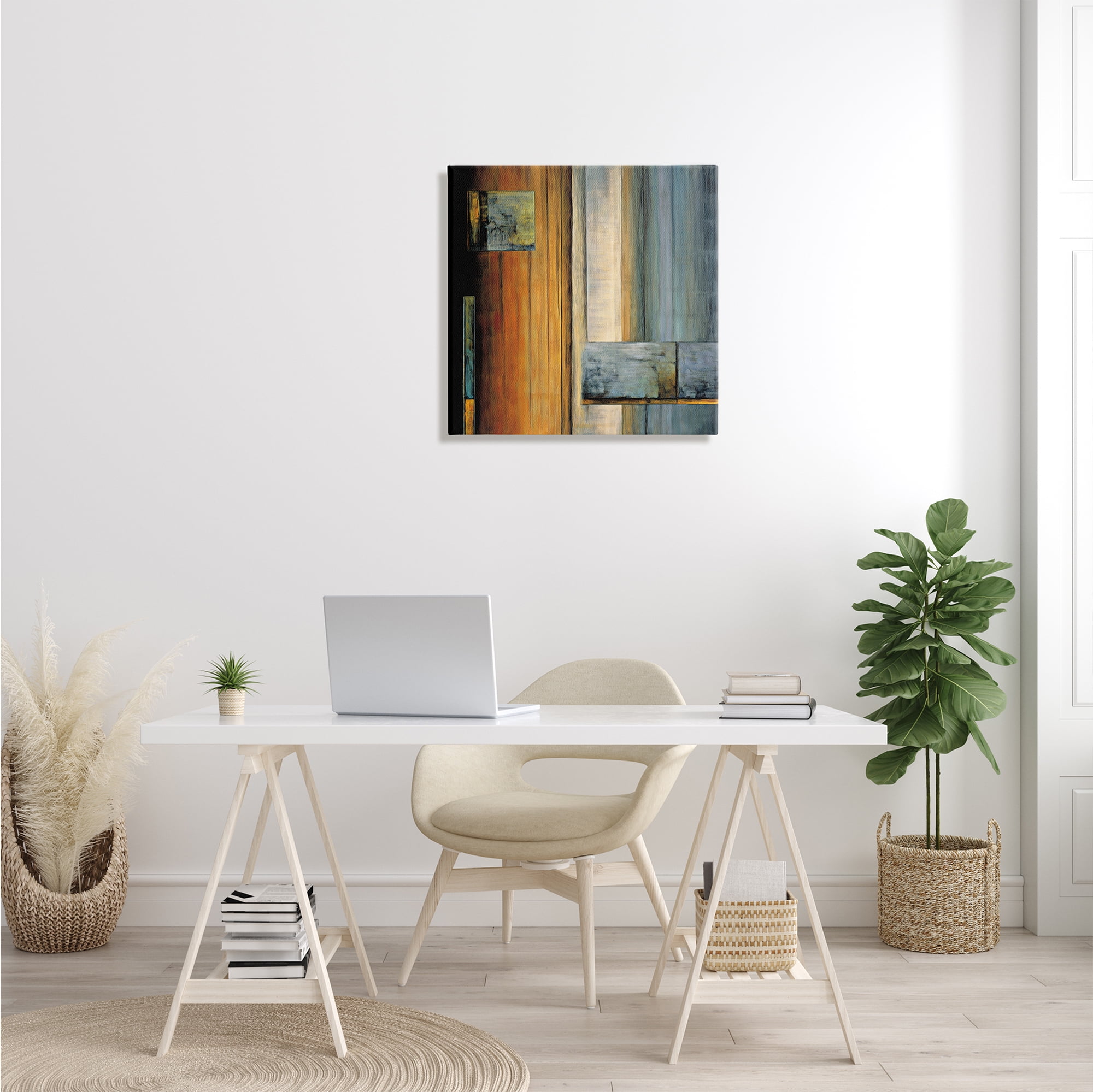 Stupell Industries Abstract Layered Rectangular Shapes Orange White Blue, 24 x 24, Designed by Aaron Summers