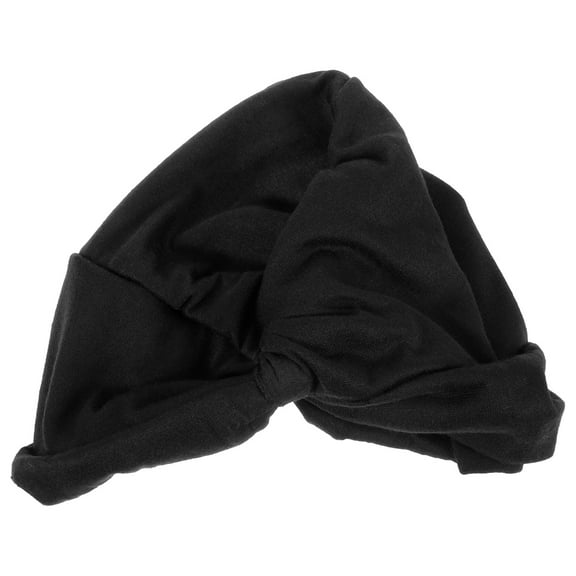 OFFIGAM Pre Tied Black Headwrap Turban Hat with Imitated Silk for Sleep and Style