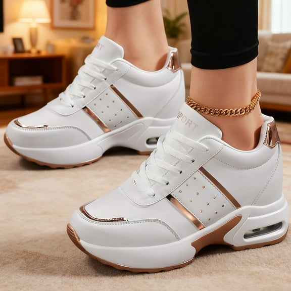 Women's Platform Sneakers Wedges Lace Up Shoes Increase Fashion Sneakers for Womens Girls