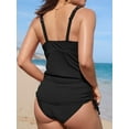 thumbnail image 6 of Charmo Side Drawstring Swim Tops for Womens Ribbed Tankini Tops Padded Bikini Tops(No Bottoms), 6 of 7