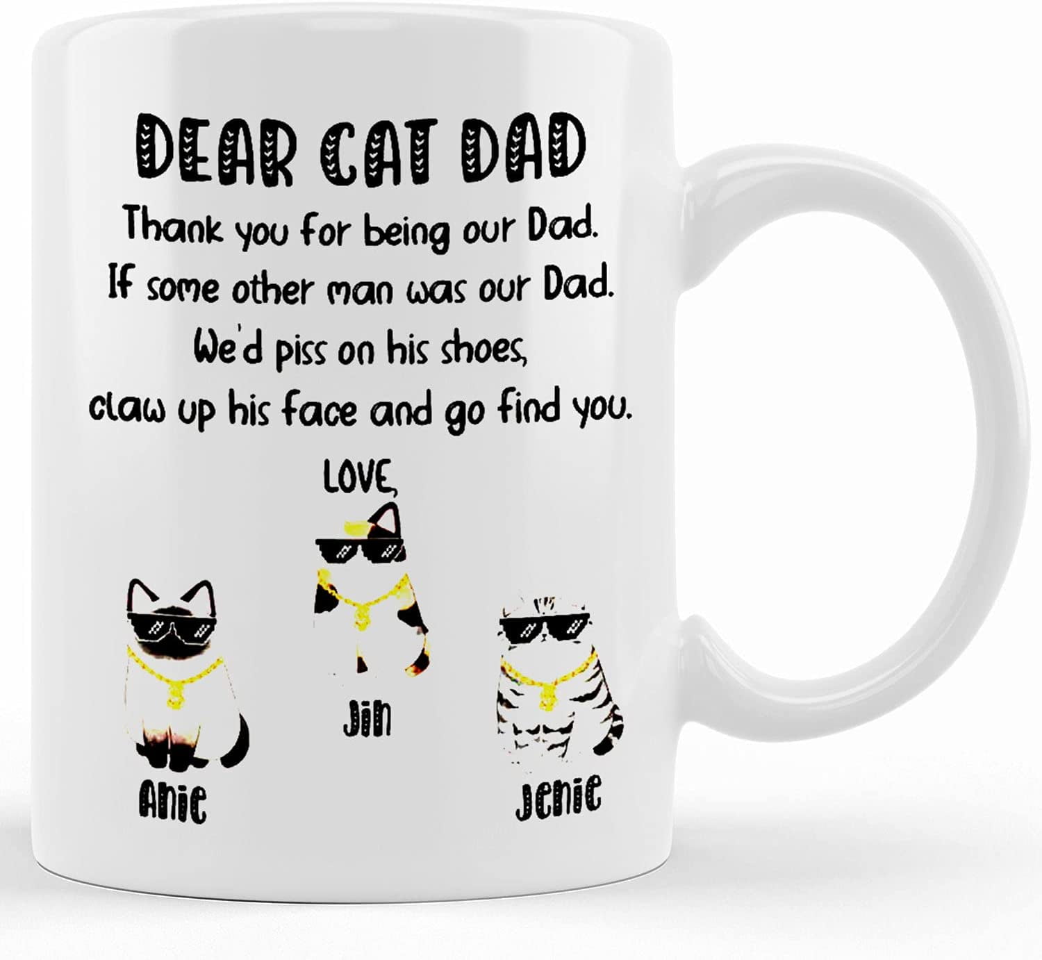 Personalised Gift Plastic Kitten Cat Mug Name Cup Children Birthday Christmas 