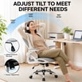 thumbnail image 3 of LUCKLIFE Ergonomic Mesh Office Chair, High Back Task Chair with Flip-up Arms, Adjustable Headrest & Lumbar Support for Home Office, White, 3 of 7