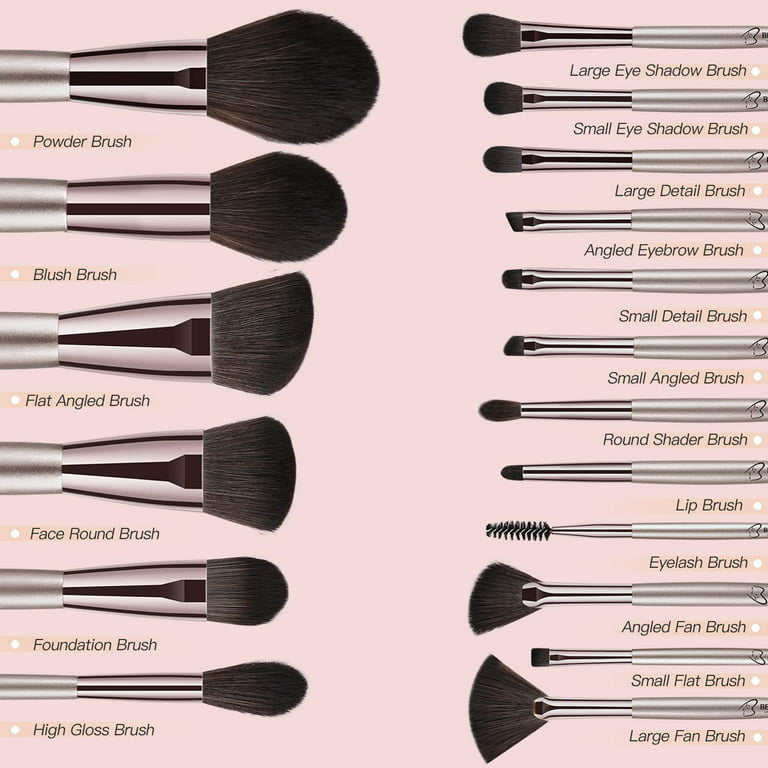 Bestope 18 Pcs Makeup Brushes Belly-Type Handle Series Professional Premium Synthetic Contour Blush Foundation Concealers Highlighter Eye Shadows