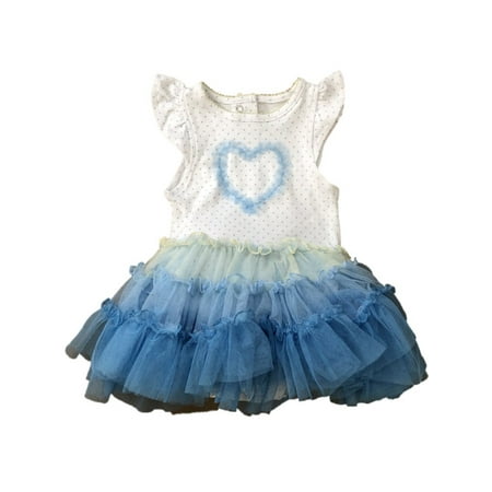 

Infant Girls Blue Polka Dot Heart Baby Outfit Tutu Skirt Bodysuit Dress 3-6m
