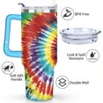 thumbnail image 3 of 40oz Boho Tie Dye Stainless Steel Flip Straw Tumbler Spill Proof Travel Cup Double Wall Vacuum Insulated Coffee Mug with Top Handle, 3 of 6