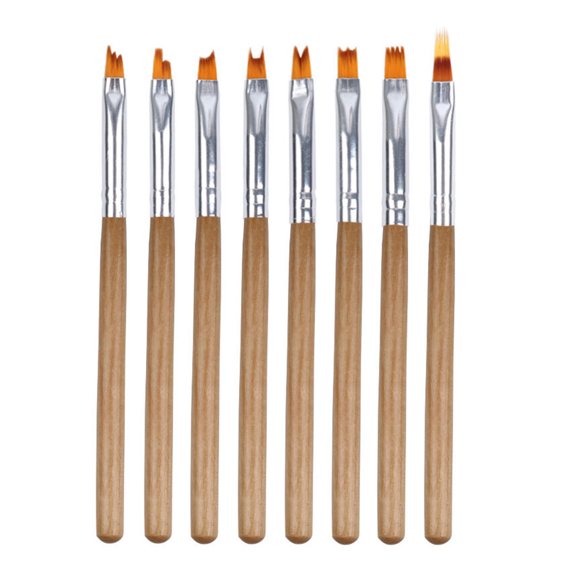 8 pinceles para uñas con mango de madera, para dibujar flores en gel UV, para manicura y esmalte de uñas.