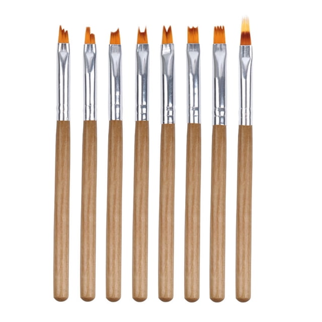 8 piezas de pincel para uñas con mango de madera, pluma de dibujo de flores de gel UV, herramienta para manicura y esmalte de uñas