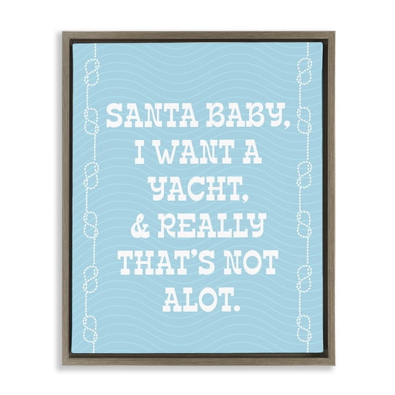 Stupell Industries Coastal Funny Yacht For Christmas Brown Floating Frame Canvas Art, 17 x 21, by Lil' Rue