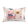 thumbnail image 7 of Yayeee Pillowcase Standard Size Set of 2 Satin Wrinkle Resistant Pillow Case, Blue Christmas Santa, 7 of 7