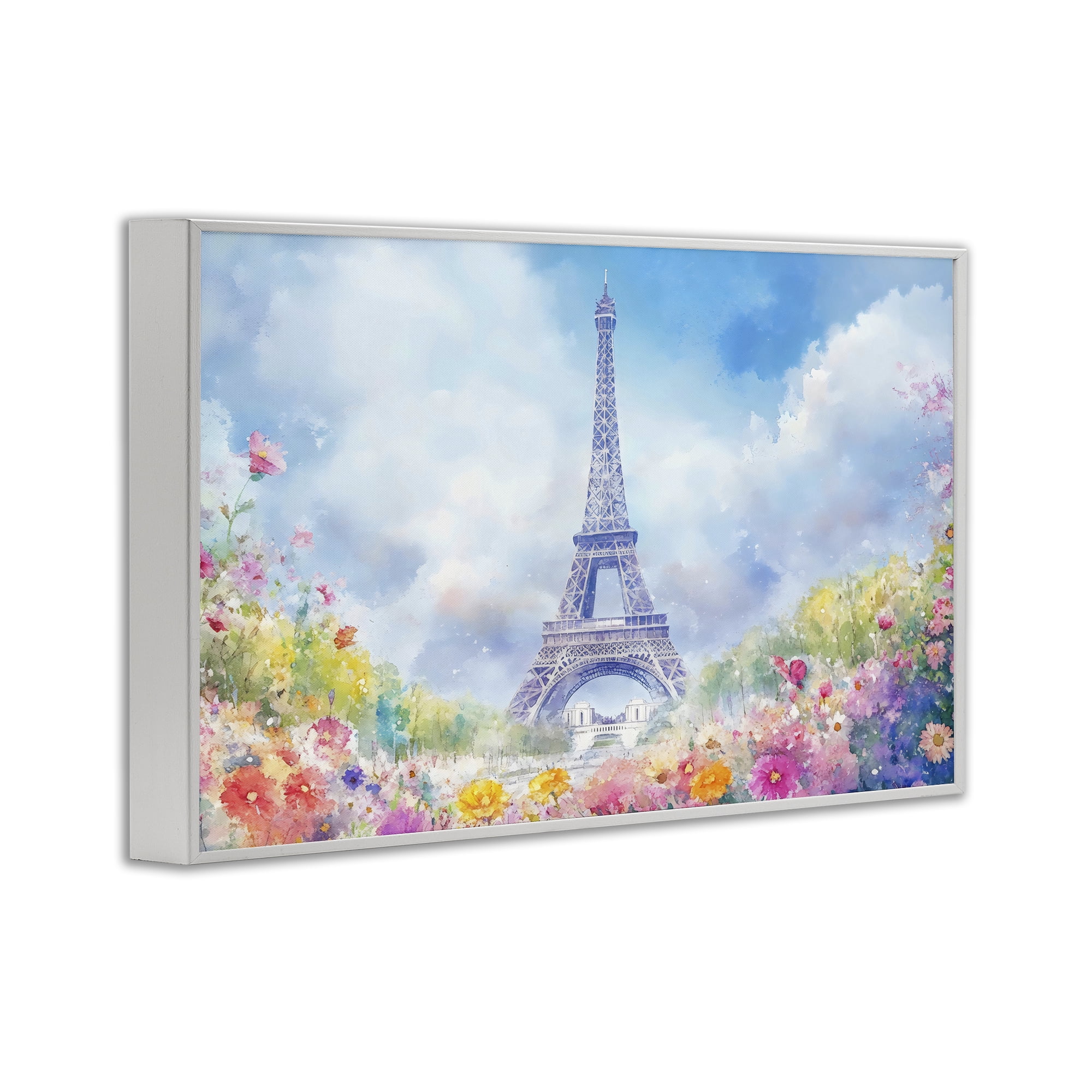 Stupell Industries Rainbow Spring at Eiffel Tower White Framed Giclee Art, design by Creative Studio