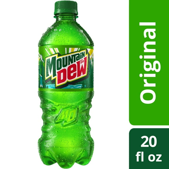 Pack of 4 Mountain Dew Soda Bottle, 20 fl oz (packaging may vary)