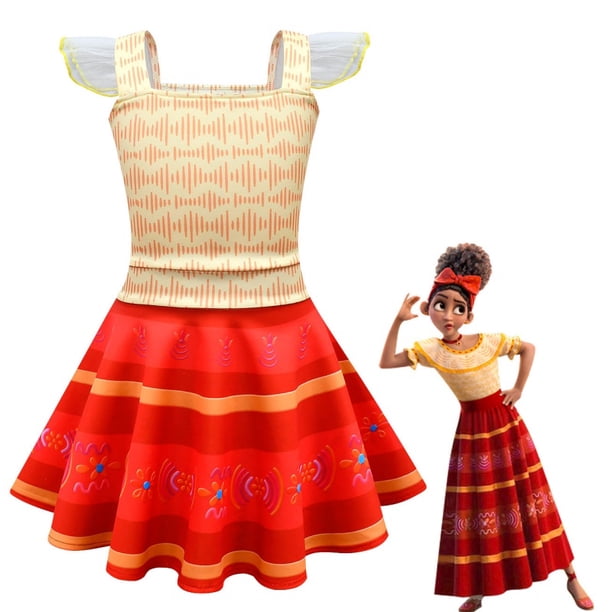 Encanto Mirabel Madrigal Cosplay Disfraz Niña Princesa Vestido De Fantasía Encaje Sin Mangas Vestidos Para Carnaval Halloween Niños