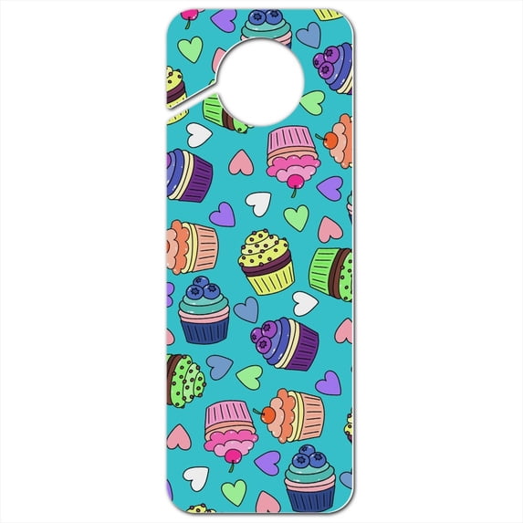 Colorful Cupcakes Pattern Plastic Door Knob Hanger Sign