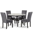 thumbnail image 3 of New Classic Furniture Celeste 5-Pc Faux Marble/Wood Dining Set w/ 4 Chair-Gray, 3 of 12