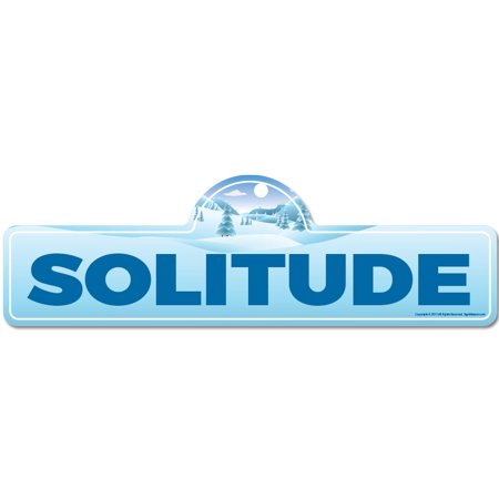Solitude Street Sign | Indoor/Outdoor | Skiing, Skier, Snowboarder, Décor for Ski Lodge, Cabin, Mountian House | SignMission personalized