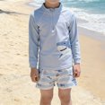 thumbnail image 2 of Boys Outfits 2 Piece Graphic Print Crew Neck Long Sleeve Sun Protection Swimsuit And Trunks Baby Boys' Clothing Sets Size 8-9 Years, 2 of 4