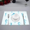 thumbnail image 2 of MKHERT Watercolor Seahorse Sea Life in Blue Chevron Design Placemats Table Mats for Dining Room Kitchen Table Decoration 12x18 inch,Set of 4, 2 of 4