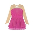 thumbnail image 3 of Aislor Kids Girls Sparkle Mesh Splice Figure Ice Skating Dress Ballet Leotard Tutu Skirt  Dancewear Hot Pink 16, 3 of 7