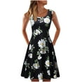 thumbnail image 1 of yoeyez Robes d'Été pour Femmes - 2024 Mode Robe Midi Bohème Imprimé Floral Col Rond Sans Manches Robe d'Été, 1 of 5