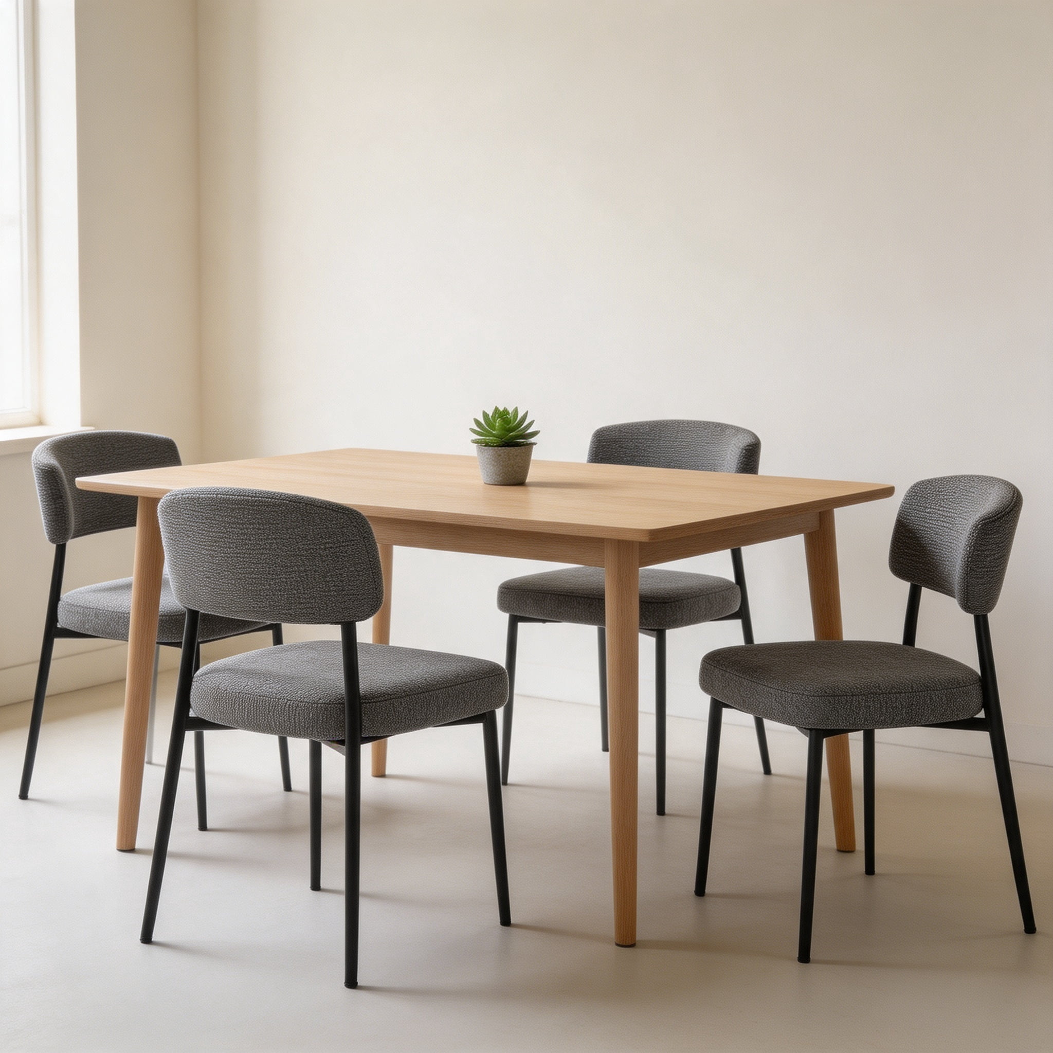 Modern Dining Chairs Set of 4, Upholstered Dining Chairs with Curved Backrest, Sturdy Metal Frame