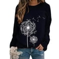 thumbnail image 2 of DondPO Sweat à Capuche Graphique pour Femmes Mode Pissenlits Col Rond Imprimé Blouse Manches Longues Chandail en Molleton Noir TG, 2 of 2