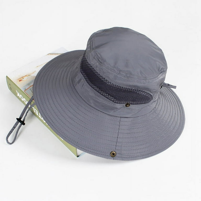 WEAIXIMIUNG Breathable Wide Brim Boonie Hat Outdoor Mesh Cap for Travel  Fishing Bucket Hats for Women Beach Gray
