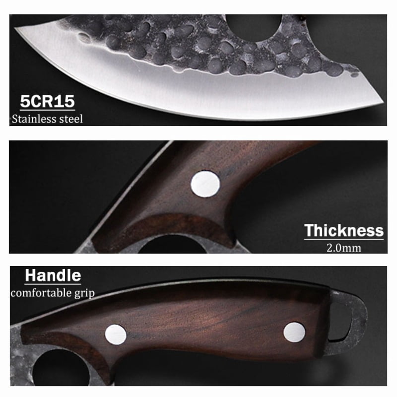 6PCS Stainless Steel Professional Utility Knife Multipurpose Knife Handmade Forged Chef Knife Kitchen Cutting Boards Set Chopping Cutting Board Household Cooking Tool Boning Knife Meat Cleaver High