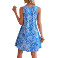 thumbnail image 3 of Vestidos de Verano para Mujer, de Playa, con Encaje, Escote en V, Informales, Estampado Tropical, Sin Mangas, Cortos. Azul M, 3 of 7