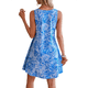 thumbnail image 3 of Vestidos de Verano para Mujer, de Playa, con Encaje, Escote en V, Informales, Estampado Tropical, Sin Mangas, Cortos. Azul M, 3 of 7