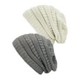 thumbnail image 1 of Bonnet Tricoté pour Femmes (Lot de 2), Ivoire/gris Mélangé Clair, 1 of 1