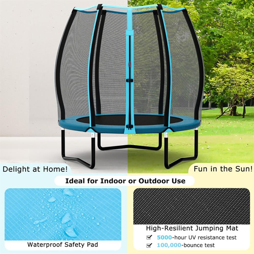 Topcobe 55 Inch Trampoline for Kids Toddler Mini Trampoline with Safety Enclosure Net, Kid's Toys for Indoor Outdoor, Ideal Gift for Toddlers-Blue