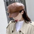 thumbnail image 1 of Nvzi Gorro de vendedor de periódicos, 8 piezas, de piel sintética, estilo retro, con forma de manzana, regalo (marrón oscuro), 1 of 4