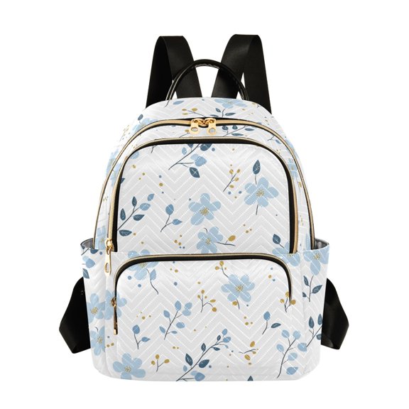 Small Blue Flower Pattern Fashion Backpack Quilted Lightweight Women Travel Daypack 8.5L