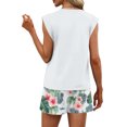 thumbnail image 6 of 2 Piece Short Sets for Women Summer Vacation Outfits Cap Sleeve Tops and Floral Shorts Set Hawaiian Beach Clothes Green XL, 6 of 6