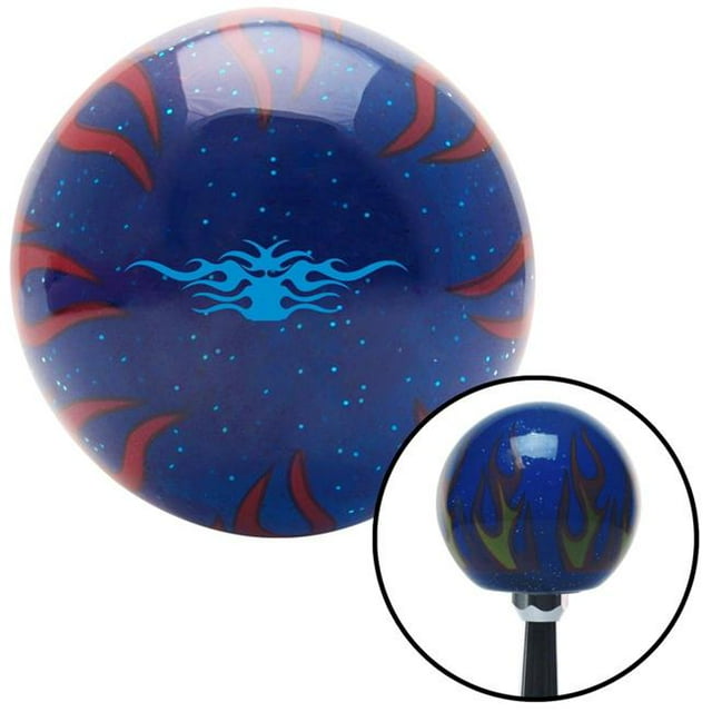 Blue Tribals Blue Flame Metal Flake Shift Knob with M16 x 1.5 Insert Shifter Brody