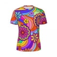 thumbnail image 4 of T Shirt For Men Colorful Flower Power T-Shirt Vintage Hippy Print Harajuku Gym T-Shirts Short Sleeve, 4 of 7