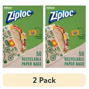 (2 pack) Ziploc Brand Recyclable + Sealable Paper Sandwich Bags, 50 Count
