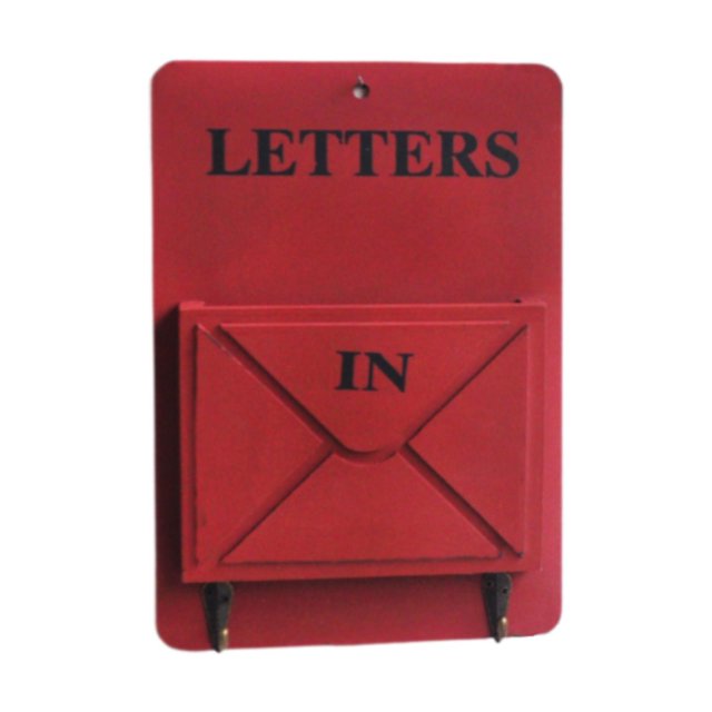 Llavero colgante con ganchos, organizador de madera para cartas y correo, estante de pared Rojo