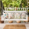 thumbnail image 4 of Set of 4 Waterproof Outdoor Decorative Throw Pillow Covers 18x18 Inch Linen Pillow Covers Square Watercolor Floral Cushion Case Garden Pillowcase for Patio Couch Tent (Butterfly and Flowers), 4 of 6