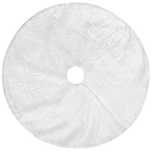 Falda de felpa con forma de árbol de Navidad TNIKSKY, 78 cm de diámetro, color blanco