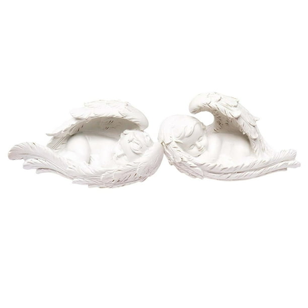 2 Piezas de Estatua de Ángel , Escultura Artística, Decoración de Arte, Decoración Conmemorativa, Accesorios para Fotos, Figurita de Ángel Par Blanco Sunnimix Estatua de ángel